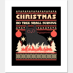 Christmas Cat No Tree Shall Survive Posters and Art